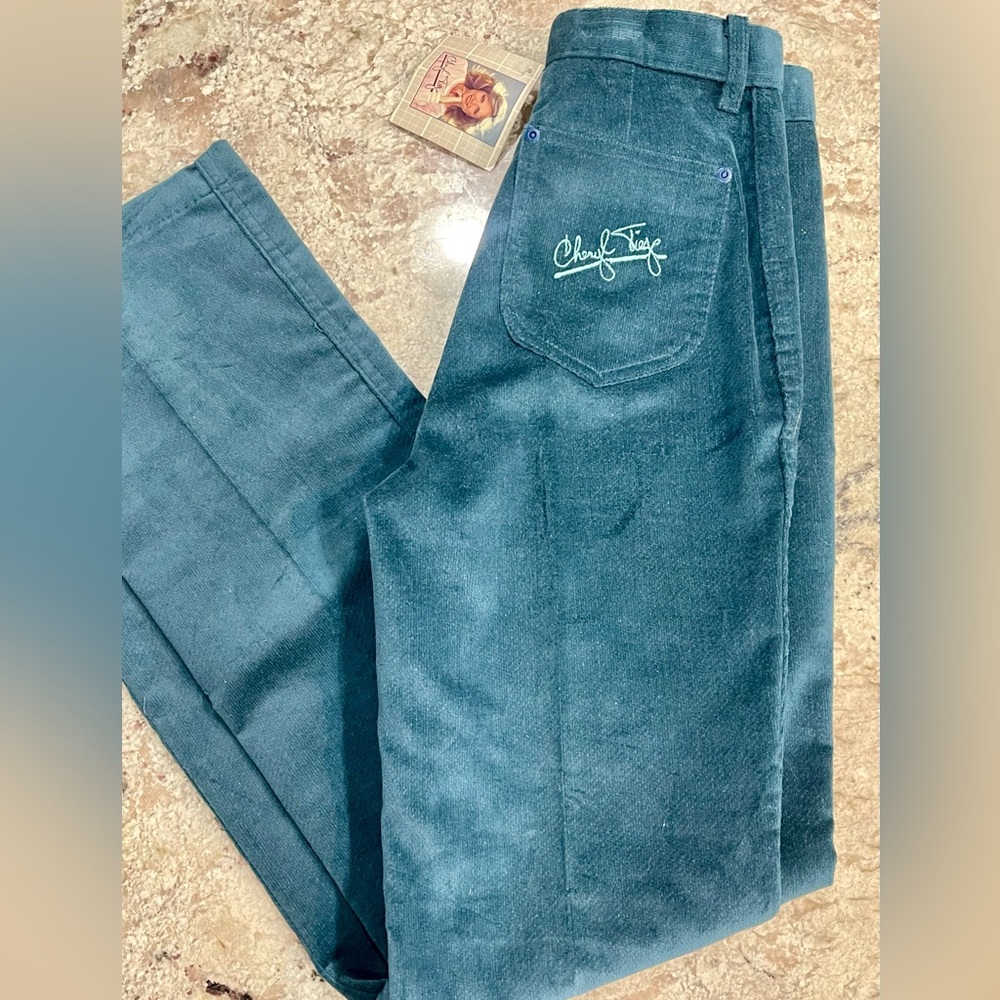 Cheryl Tiegs Iconic 80s Teal Bootcut Corduroy Flare Pants 10 NEW with Tags